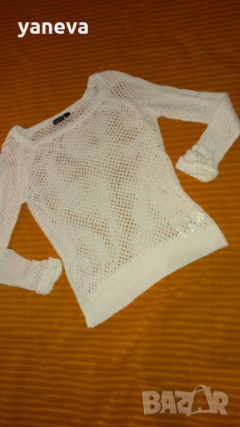 🔚🆒"Esmara"снежно бяла мрежеста блуза , снимка 3 - Блузи с дълъг ръкав и пуловери - 27048353