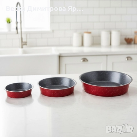 Премиум кръгла тава с мраморно покритие – идеална за сладкиши и печени ястия, снимка 3 - Съдове за готвене - 52529736