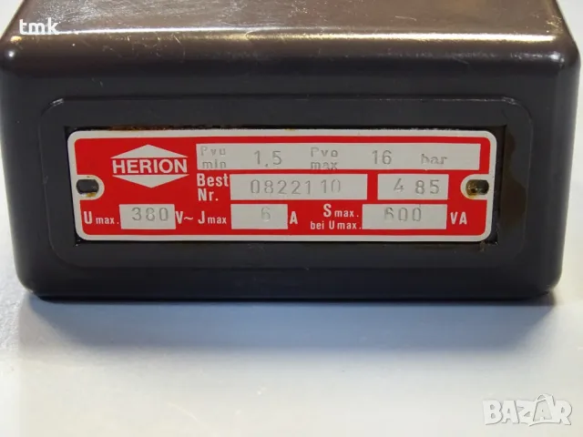 Пресостат за налягане HERION 0822110 pneumatic control pressure switch 380VAC G1/4, снимка 2 - Резервни части за машини - 48691612