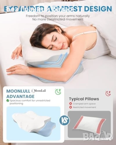 Нова Ергономична възглавница мемори пяна за врат и рамене с охлаждащ калъф, снимка 6 - Възглавници - 52822157