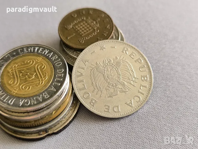 Mонета - Боливия - 1 боливано | 1987г., снимка 2 - Нумизматика и бонистика - 50352770