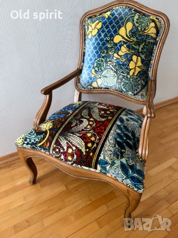Двойка антикварни кресла – Bohème, с копринен пачуърк, снимка 5 - Антикварни и старинни предмети - 43355977