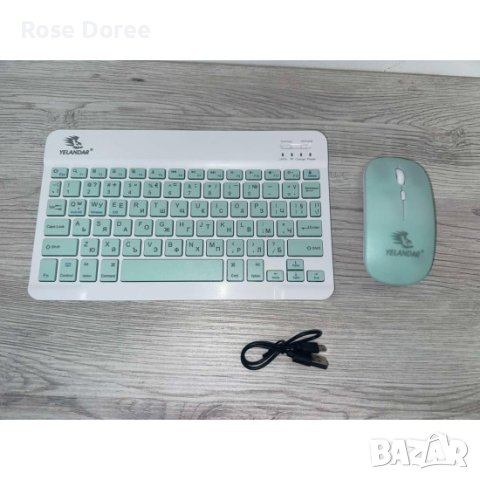 Bluetooth клавиатура и безжична мишка с безшумни бутони, снимка 2 - Клавиатури и мишки - 44118371