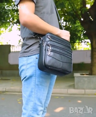 Мъжка дизайнерска ежедневна и стилна чанта с ципове /Кафява естествена кожа! , снимка 13 - Чанти - 53354981