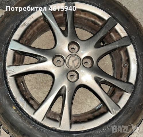 4х100мм MAZDA МАЗДА 4бр оригинални алуминиеви джанти 16" J6.5" ET50+4брвсесезонни гуми 195/55/16, снимка 2 - Гуми и джанти - 52655897