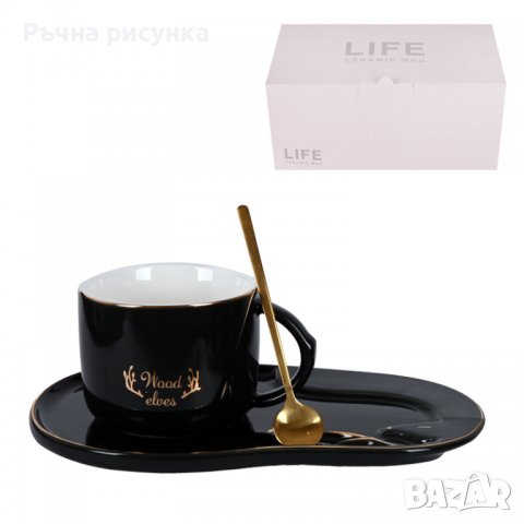 Луксозна чаша с чинийка и лъжичка, снимка 4 - Декорация за дома - 38139771