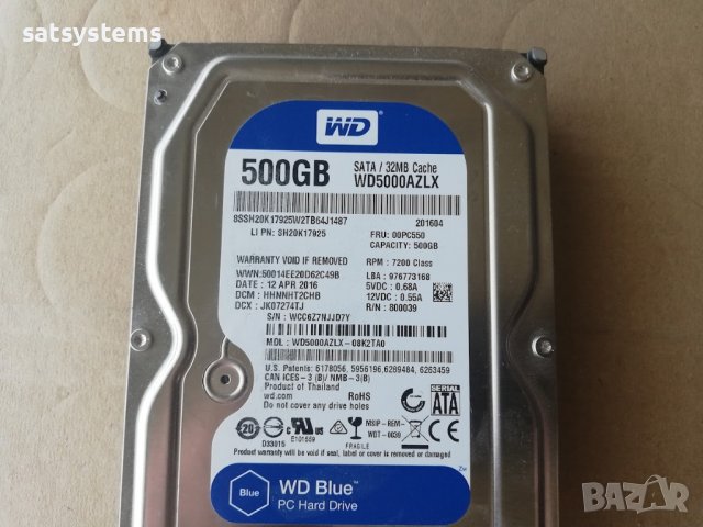 Хард диск Western Digital Caviar Blue WD5000AZLX 500GB SATA 6.0Gb/s , снимка 3 - Твърди дискове - 37332580