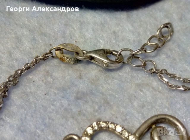 БЕЗКРАЙНА ЛЮБОВ Нежна Романтична Скъпоценна СРЕБЪРНА Гривна СРЕБРО 925 с БЯЛА ПОЗЛАТА и ЦИРКОНИ, снимка 3 - Гривни - 52338664