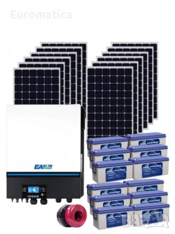 Автономна соларна система 8000W + 12 бр. 200Ah GEL акумулатора, снимка 1 - Друга електроника - 35559914