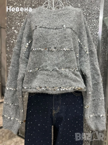 Блуза с пайети 2 цвята, снимка 2 - Блузи с дълъг ръкав и пуловери - 52446747