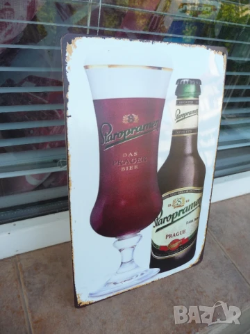 Метална табела бира Staropramen Прага Чехия чешка оригинал чаща бутилка, снимка 2 - Рекламни табели - 51191863