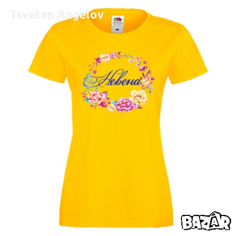 Дамска тениска Цветница Невена Цветен венец, снимка 4 - Тениски - 32640002