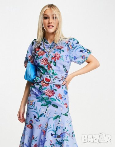 HOPE&IVY флорална рокля, нова, р-р XS, синя, , снимка 2 - Рокли - 43598287