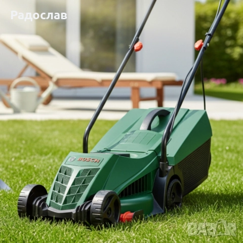 Електрическа косачка Bosch Rotak 32 - 1200W с GrassCombs, коси до самия ръб, кош 31 л, снимка 3 - Градинска техника - 52035631
