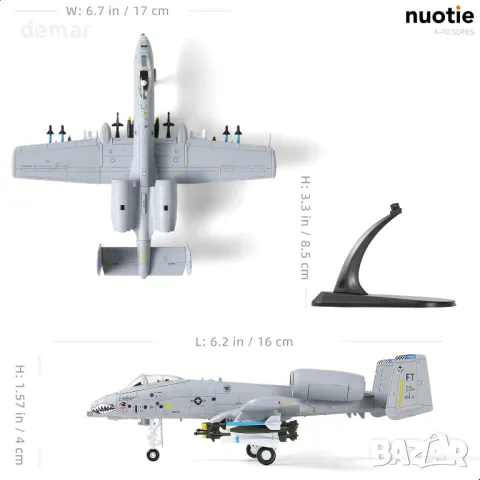 NUOTIE 1/100 A-10 Thunderbolt II (Warthog)-предварително сглобен метален модел на самолет - VX-23, снимка 2 - Други ценни предмети - 50322017