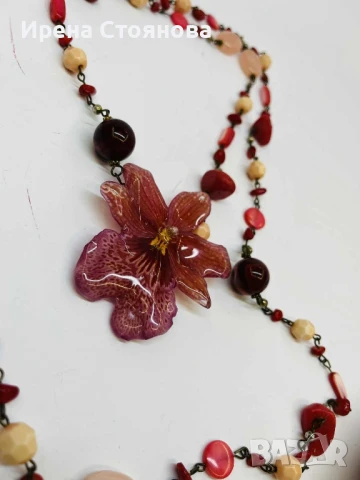 Колие с регулируема дължина, естествен цвят на орхидея, снимка 14 - Колиета, медальони, синджири - 51002776