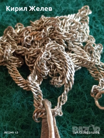 Сребърно колие с кръст инкрустиран с кристали елегантен дизайн 28152, снимка 3 - Колиета, медальони, синджири - 52926497