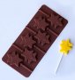 6 двойни звезди близалки силиконов молд форма за шоколад украса декорация торта топер, снимка 1 - Форми - 28802838