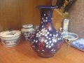 Японска ръчно изработена порцеланова ваза ,кобалт позлата седеф , снимка 1 - Вази - 27647577