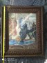 Гоблен "Коне на водопой" с масивна дървена рамка, снимка 3