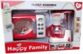 Детска играчка Комплект Микровълнова печка и кафемашина със звук и светлина Happy Family