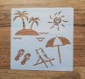 Шаблон стенсил Лято палми, слънце, чадър, стол скрапбук декупаж , снимка 1 - Други - 40197568