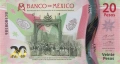 ❤️ ⭐ Мексико 2021 20 песос полимер UNC нова ⭐ ❤️, снимка 2