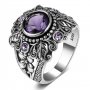 Сребърен пръстен с лилав аметист, снимка 2