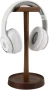 Дървена стойка за слушалки, подвижна стойка за слушалки от орехово дърво с тава за съхранение, снимка 1