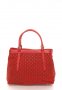 Червена велурена чанта с плетен дизайн