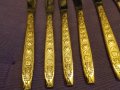 Herdmar Spigo Old Gold Stainless Steel -6 броя нови ножа позлатени гравирани -206мм, снимка 4