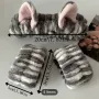 Комплект плюшени раирани котешки уши за глава, снимка 2