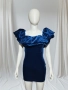 Синя велурена рокля , снимка 3