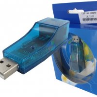 Нова USB LAN карта от RJ45 F към USB M - интернет адаптер 10/100Mbps, снимка 1 - Мрежови адаптери - 35093032