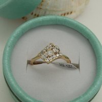 18 К златно покритие позлатен пръстен от медицинска стомана с бели кристали, снимка 8 - Пръстени - 43706934