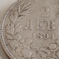 Сребърна монета 2 лева 1894г. Княжество България Княз Фердинанд първи 43062, снимка 4 - Нумизматика и бонистика - 43966270