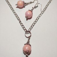 Изящен подаръчен комплект бижута с розови перли !, снимка 7 - Бижутерийни комплекти - 27420300