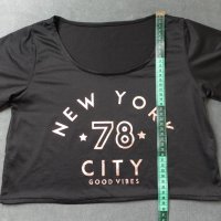L/XL къса блузка/кроп топ с надпис NY City, снимка 10 - Корсети, бюстиета, топове - 43266825
