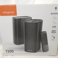 Creative T100, Hi-Fi 2.0, 2 X 20W, Черен /Разопаковани Продукти, снимка 1 - Аудиосистеми - 43722924