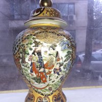 Голяма стара антикварна ваза Сатцума Satsuma рисувана релеф, снимка 8 - Антикварни и старинни предмети - 35141769