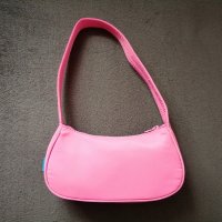 Текстилна малка дамска чанта за рамо в розов цвят, снимка 9 - Чанти - 43734395