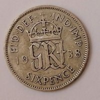 Великобритания 6 пенса 1938  с101, снимка 1 - Нумизматика и бонистика - 35180108
