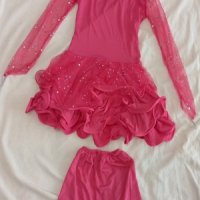 розова рокля с прозрачèн ръкав за танци или повод. , снимка 1 - Детски рокли и поли - 20624698