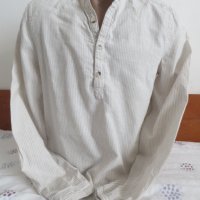 Мъжка риза с права яка от лен H&M, снимка 1 - Ризи - 21072276