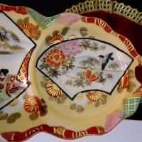 Плато японски порцелан,злато,синигер,гейши. , снимка 4 - Антикварни и старинни предмети - 37925439