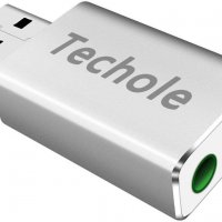 Techole USB стерео звукова карта с 3,5 мм, за Windows и Mac, алуминиева, снимка 1 - Други - 35409098