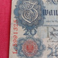 Райх банкнота  20 марки 1914г. Германия перфектна за колекция 28306, снимка 4 - Нумизматика и бонистика - 37152758