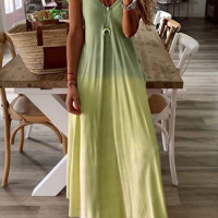 Дамска избледняваща макси рокля в два цвята в стил потник с V-образно деколте, 7цвята , снимка 4 - Рокли - 44891717
