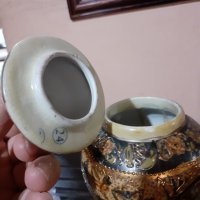 Сатцума Satsuma стара ваза буркан порцелан маркиран, снимка 5 - Антикварни и старинни предмети - 43170995