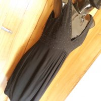 Официална черна дълга рокля с мъниста Л, снимка 3 - Рокли - 32880097